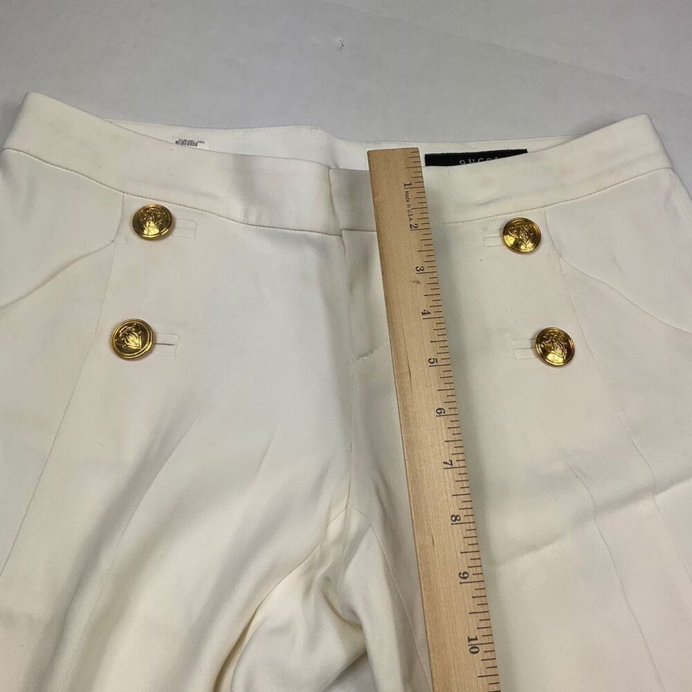 Gucci Womens Sailor Ankle Pants Ivory Mid Rise Zip Up Trousers Size 42 IT 12 US - Picture 7 of 14